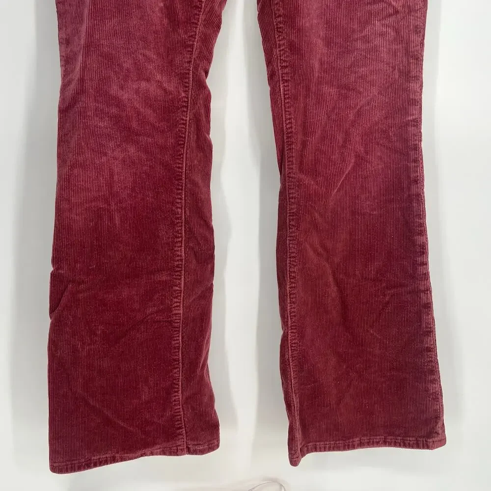 Pilcro The Icon Flare Corduroy Pants Womens 30 Burgundy Boho Low Rise
